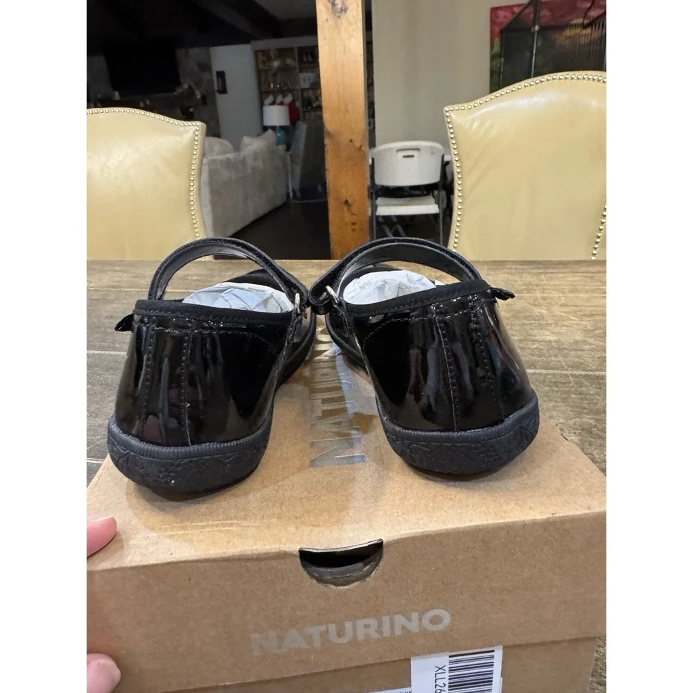 Naturino Girls Pavia Flats Patent Black Mary Jane Size 30‎ US 12.5